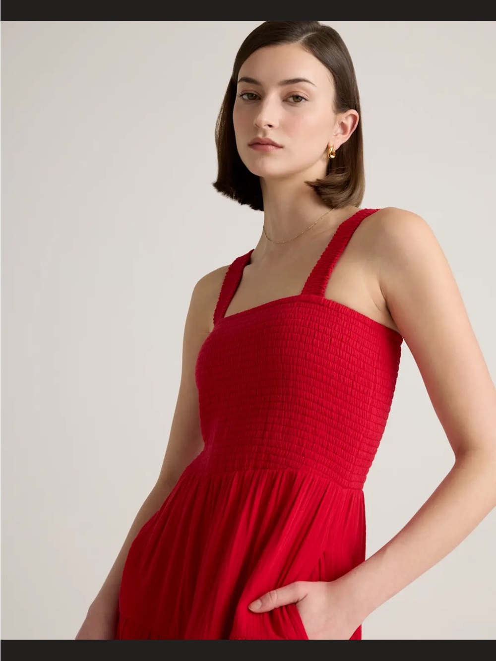 QUINCE• 100% cotton red gauze dress - Picture 3 of 9